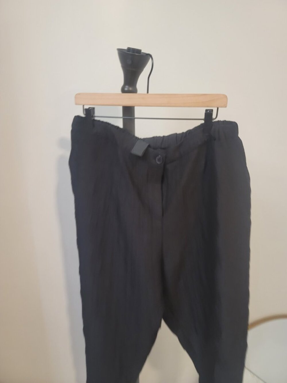 Kedem Sasson Flowy Wide Leg Capri Pants Textured Boho Indie Sz 2 Black - Picture 3 of 8